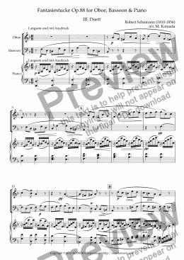 page one of Fantasiestucke Op.88 III Duett for Oboe, Bassoon & Piano