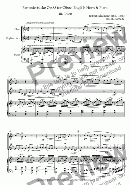 page one of Fantasiestucke Op.88 III Duett for Oboe, English Horn & Piano