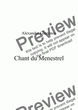 page one of Glazunov: Chant du Menestrel