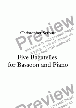 page one of Five Bagatelles For Bassoon And Piano