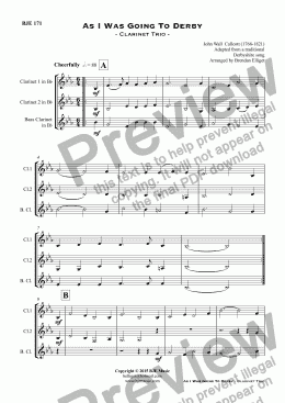 page one of As I Was Going To Derby - Clarinet Trio