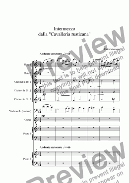 page one of Intermezzo "Cavalleria rusticana"