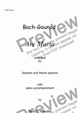 page one of Bach-Gounod - Ave Maria for Soprano and Alto duo