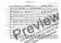page one of Zadok the Priest for School Wind Band