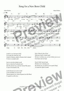 page one of Song for a New Born Child