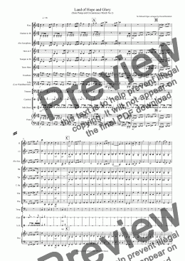 page one of Land of Hope and Glory for School Wind Band