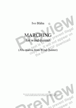 page one of MARCHING for wind quintet 