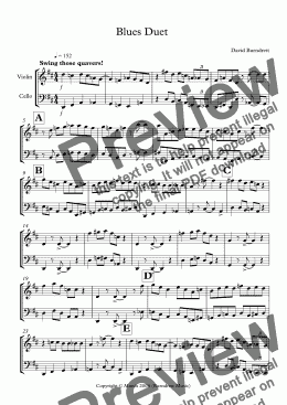 page one of Blues Duet for Violin and Cello