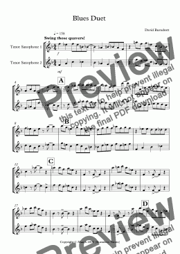 page one of Blues Duet for Tenor Saxophone
