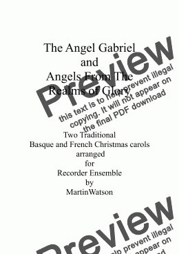 page one of The Angel Gabriel and Angels From The Realms of Glory for Recorder Ensemble.