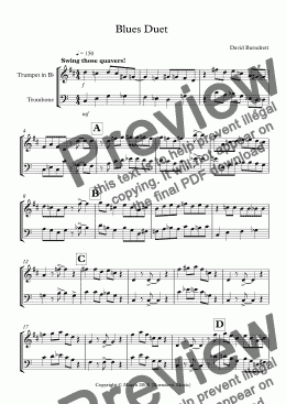 page one of Blues Duet for Trumpet in Bb and Trombone