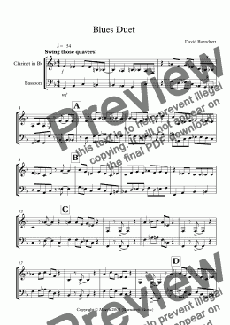 page one of Blues Duet for Clarinet in Bb and Bassoon