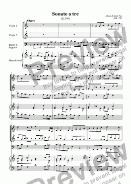 page one of Sonate a tre (Fux) 2vio,fag,BC
