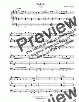 page one of Prelude in E minor (organ study)
