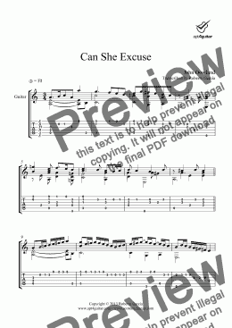 page one of Can She Excuse for solo guitar