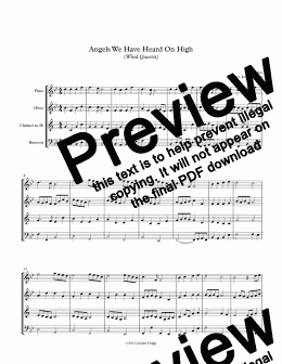 page one of Angels We Have Heard On High (Wind Quartet)