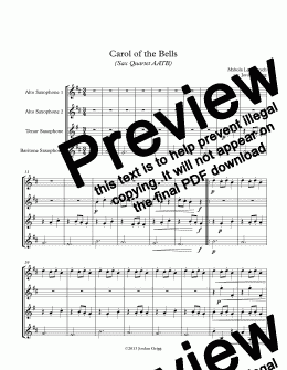 page one of Carol of the Bells (Sax Quartet AATB)