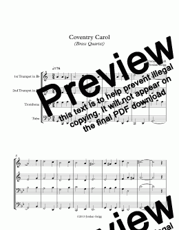 page one of Coventry Carol (Brass Quartet)