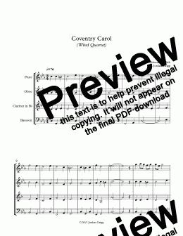 page one of Coventry Carol (Wind Quartet)