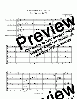 page one of Gloucestershire Wassail (Sax Quartet SATB)