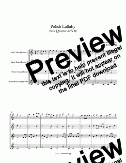 page one of Polish Lullaby (Sax Quartet AATB)
