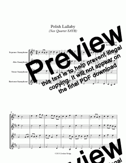 page one of Polish Lullaby (Sax Quartet SATB)