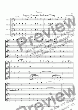 page one of 10 Popular Christmas Carols for Flute Quartet  (3 flutes/bass flute) (alt.parts: alto flute/bass clarinet  for bass flute))