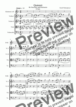 page one of Quintett f.Streicher u.Klarinette 2.Satz