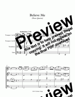 page one of Believe Me (Brass Quartet)