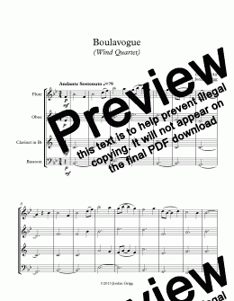 page one of Boulavogue (Wind Quartet)