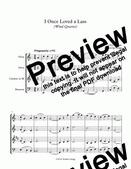 page one of I Once Loved a Lass (Wind Quartet)