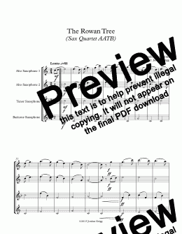 page one of The Rowan Tree (Sax Quartet AATB)