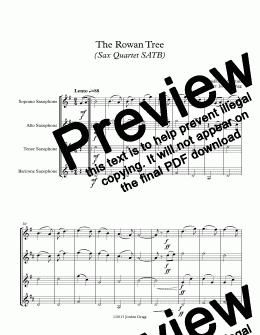 page one of The Rowan Tree (Sax Quartet SATB)