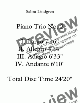 page one of Piano Trio No. 2 in A III. Adagio