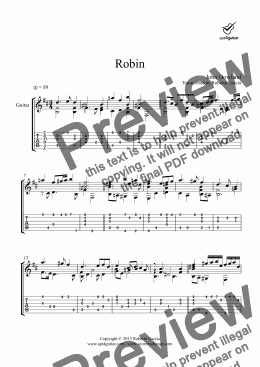 page one of Robin for solo guitar