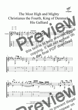 page one of The Most High and Mighty Christianus the Fourth, King of Denmark, His Galliard