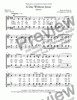 page one of A Day Without Jesus (Hymn)
