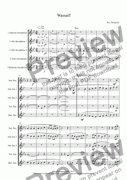 page one of Wassail! (sax quintet) (Gloucester Wassail, Somerset Wassail and The Wassail Song.)
