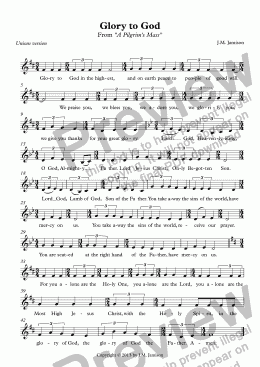page one of Glory to God (Pilgrim’s Mass) (unison)
