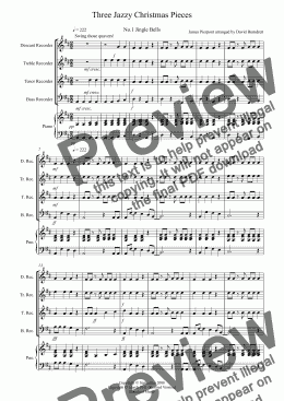 page one of 3 Jazzy Christmas Pieces Recorder Quartet