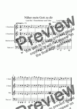 page one of Näher mein Gott zu dir 3 Tenorhoerner Tuba