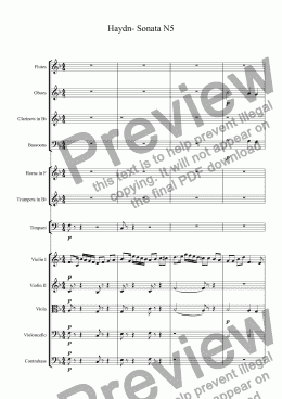 page one of Haydn- Sonata N5