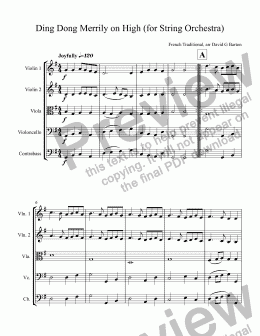 page one of Ding Dong Merrily on High (for String Orchestra)