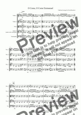 page one of O Come, O Come Emmanuel for String Quartet