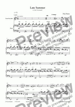 page one of Late Summer (Tenor rec or Flute)