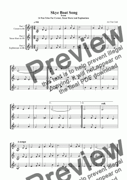 page one of Skye Boat Song. Trio For Cornet, Tenor Horn And Euphonium