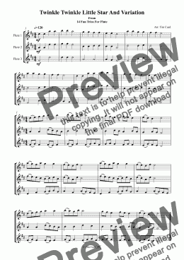 page one of Twinkle Twinkle Little Star And Variation. Flute Trio
