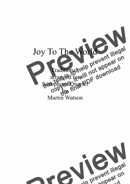 page one of Joy To The World for Saxophone Quartet