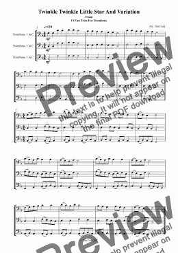 page one of Twinkle Twinkle Little Star And Variation. Trombone Trio
