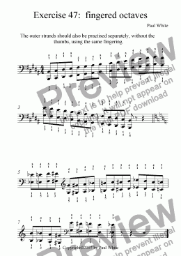 page one of Exercise 47 fingered octaves